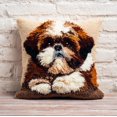 thumbnail image 1 of Latch Hook Pillow Kits For Adults Kids Beginners Dog 17X17 In Diy Pre-Printed Latch Hook Rug Carpet Cushion Kits Cross-Stitch Embroidery Cushion Embroidered Pillow For Home Sofa Decoration, 1 of 7