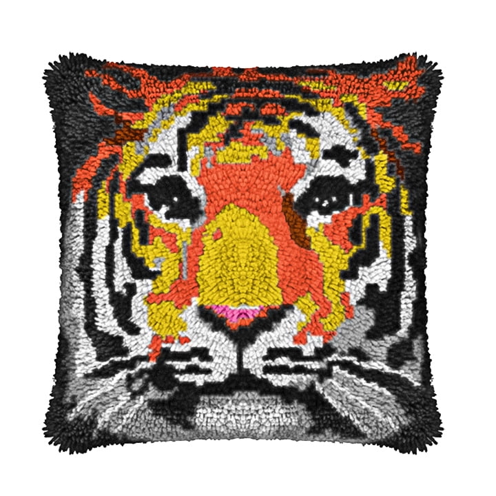 Latch Hook Pillow Kits for Adults pillow,latch hook pillow kits,Animal Wolf Embroidery Creative Craft Home Decor Ideal for Learning Pillow Making 43×43cm/17*17in