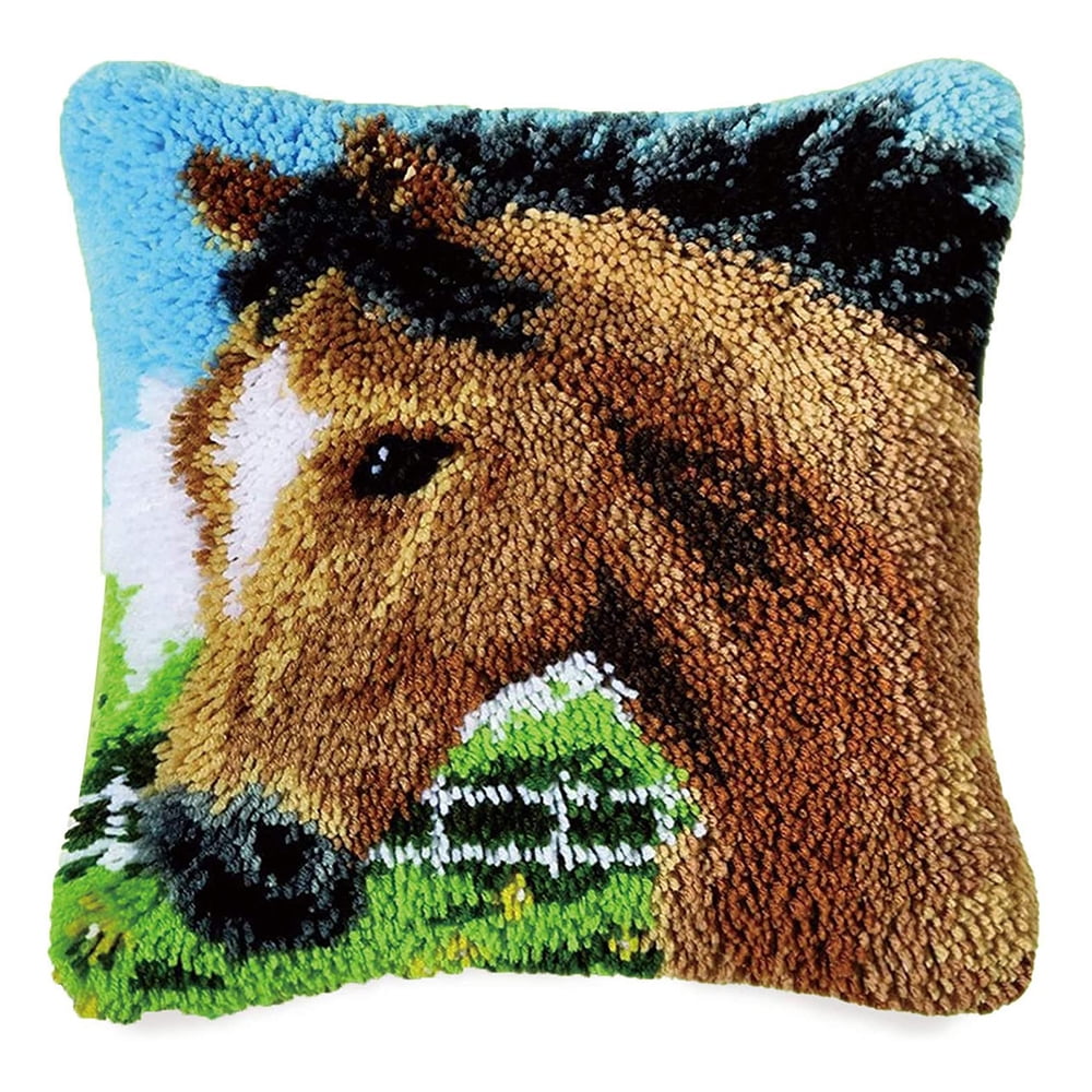Latch Hook Pillow Kits for Adults pillow,latch hook pillow kits,Animal Wolf Embroidery Creative Craft Home Decor Ideal for Learning Pillow Making 43×43cm/17*17in