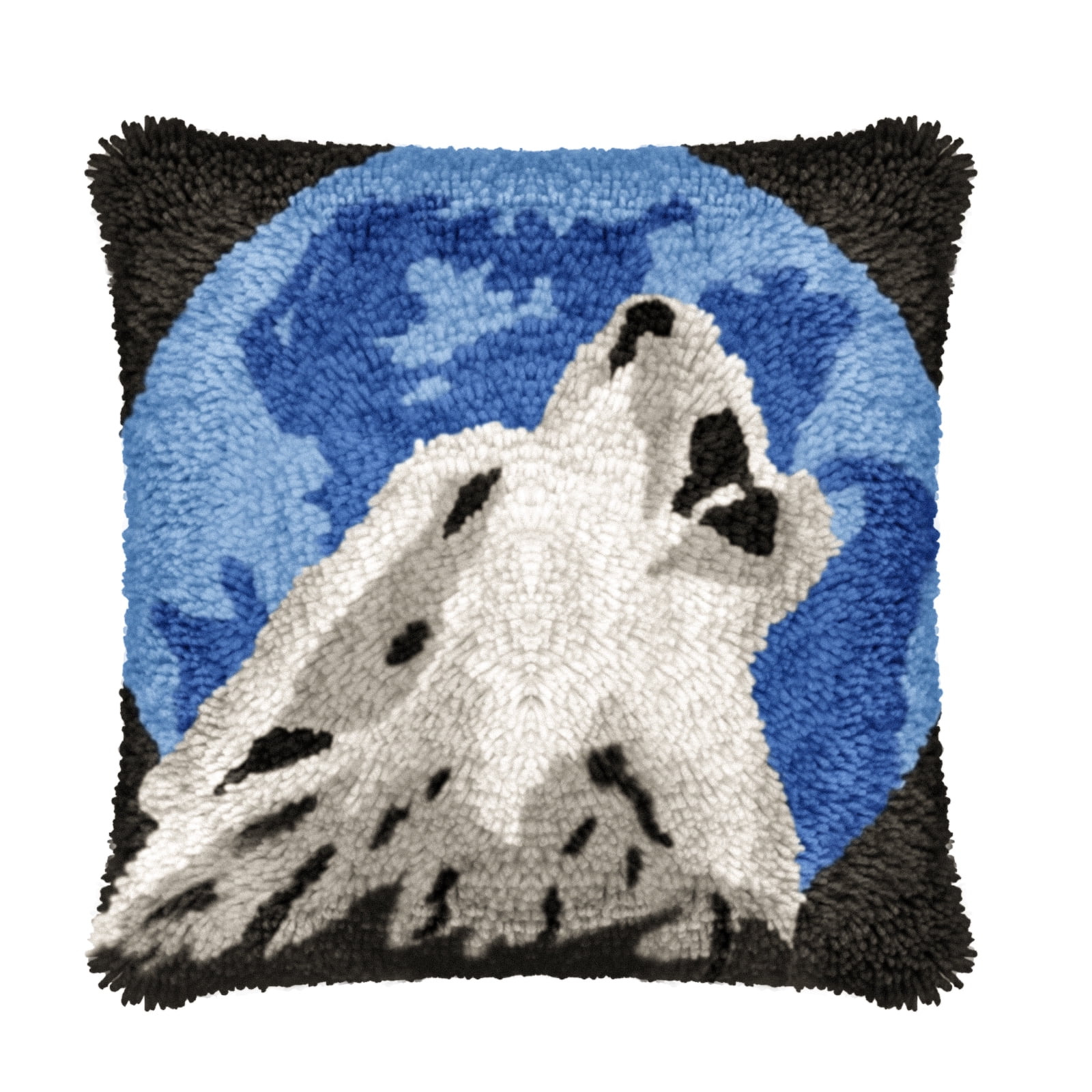 Latch Hook Pillow Kits for Adults pillow,latch hook pillow kits,Animal Wolf Embroidery Creative Craft Home Decor Ideal for Learning Pillow Making 43×43cm/17*17in