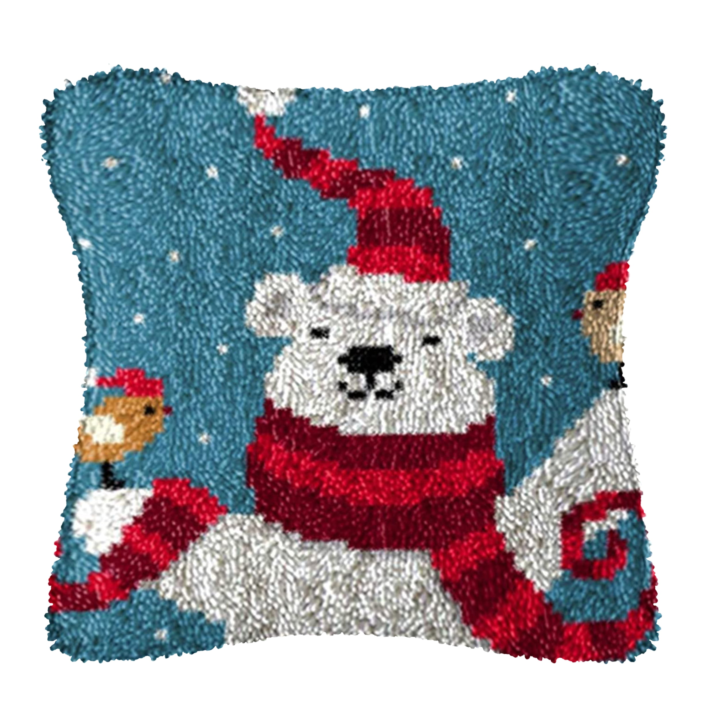 Latch Hook Pillow Kits for Adults pillow,latch hook pillow kits,Bear And Panda Embroidery Creative Craft Home Decor Ideal for Learning Pillow Making 43×43cm/17*17in