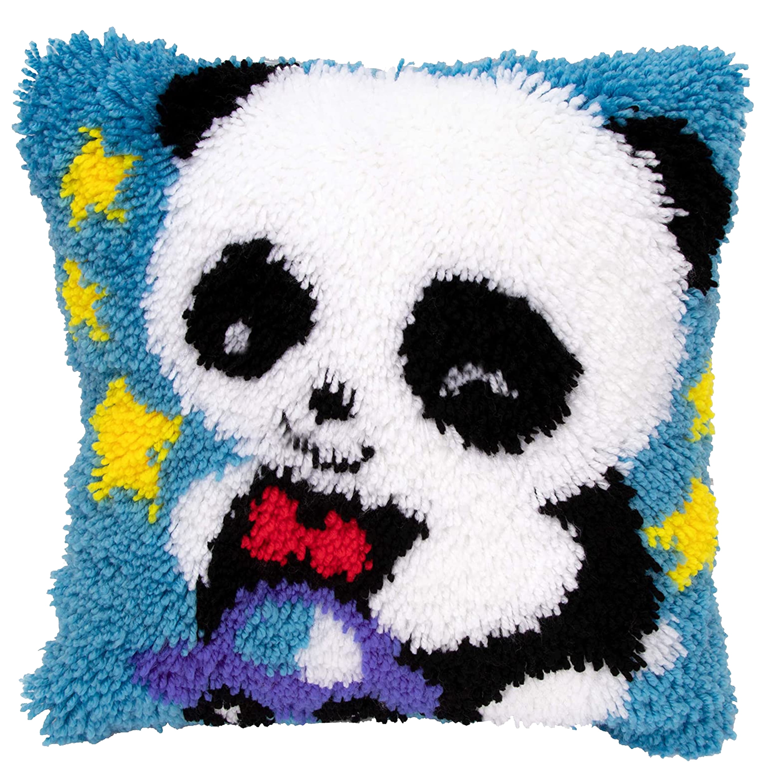 Latch Hook Pillow Kits for Adults pillow,latch hook pillow kits,Bear And Panda Embroidery Creative Craft Home Decor Ideal for Learning Pillow Making 43×43cm/17*17in