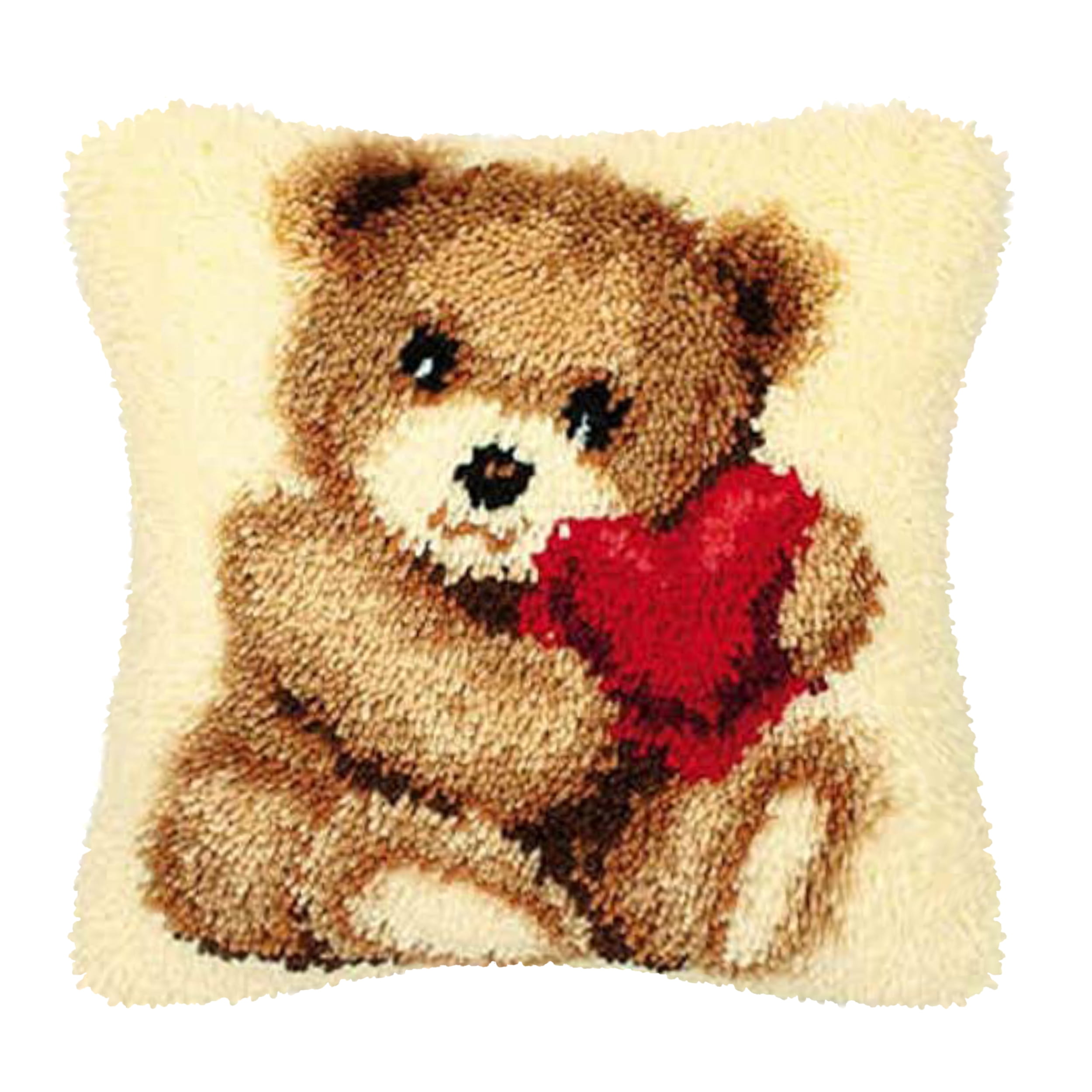 Latch Hook Pillow Kits for Adults pillow,latch hook pillow kits,Bear And Panda Embroidery Creative Craft Home Decor Ideal for Learning Pillow Making 43×43cm/17*17in