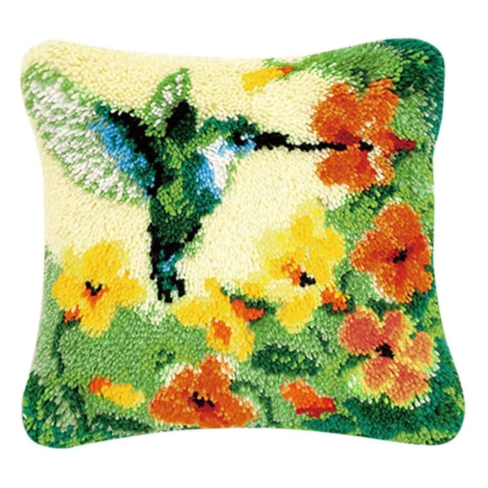 Latch Hook Pillow Kits for Adults pillow,latch hook pillow kits,Bird Embroidery Creative Craft Home Decor Ideal for Learning Pillow Making 43×43cm/17*17in