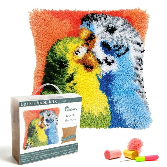 Latch Hook Pillow Kits for Adults pillow,latch hook pillow kits,Birds And Owl Embroidery Creative Craft Home Decor Ideal for Learning Pillow Making 43×43cm/17*17in