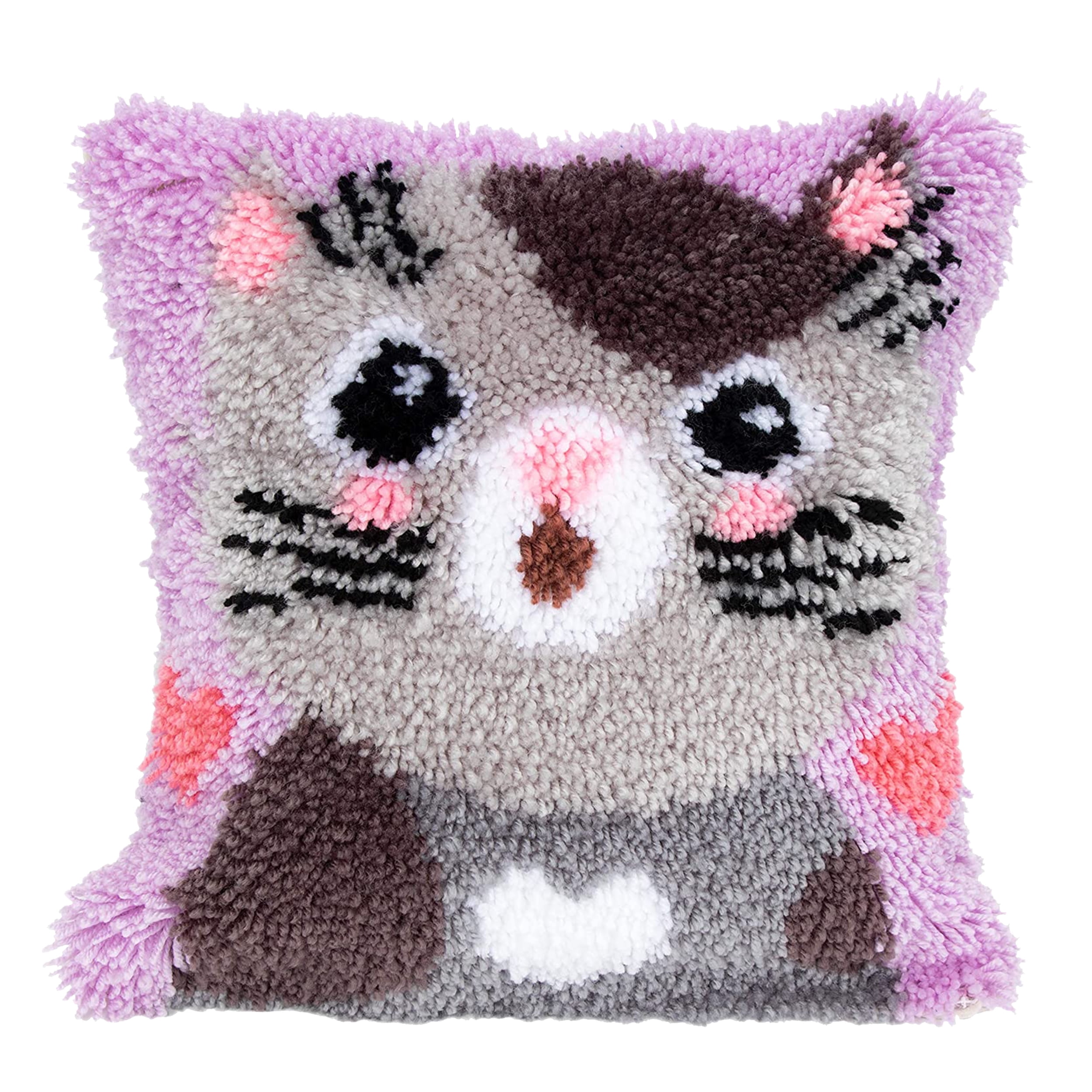 Latch Hook Pillow Kits for Adults pillow,latch hook pillow kits,Cat Embroidery Creative Craft Home Decor Ideal for Learning Pillow Making 43×43cm/17*17in