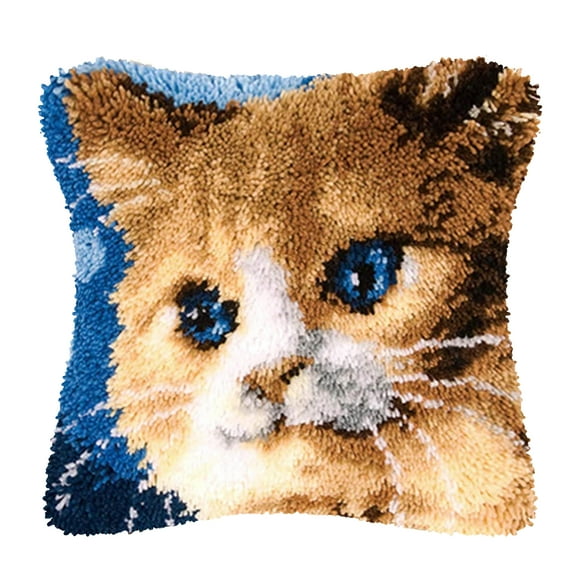Latch Hook Pillow Kits for Adults pillow,latch hook pillow kits,Cat Embroidery Creative Craft Home Decor Ideal for Learning Pillow Making 43×43cm/17*17in