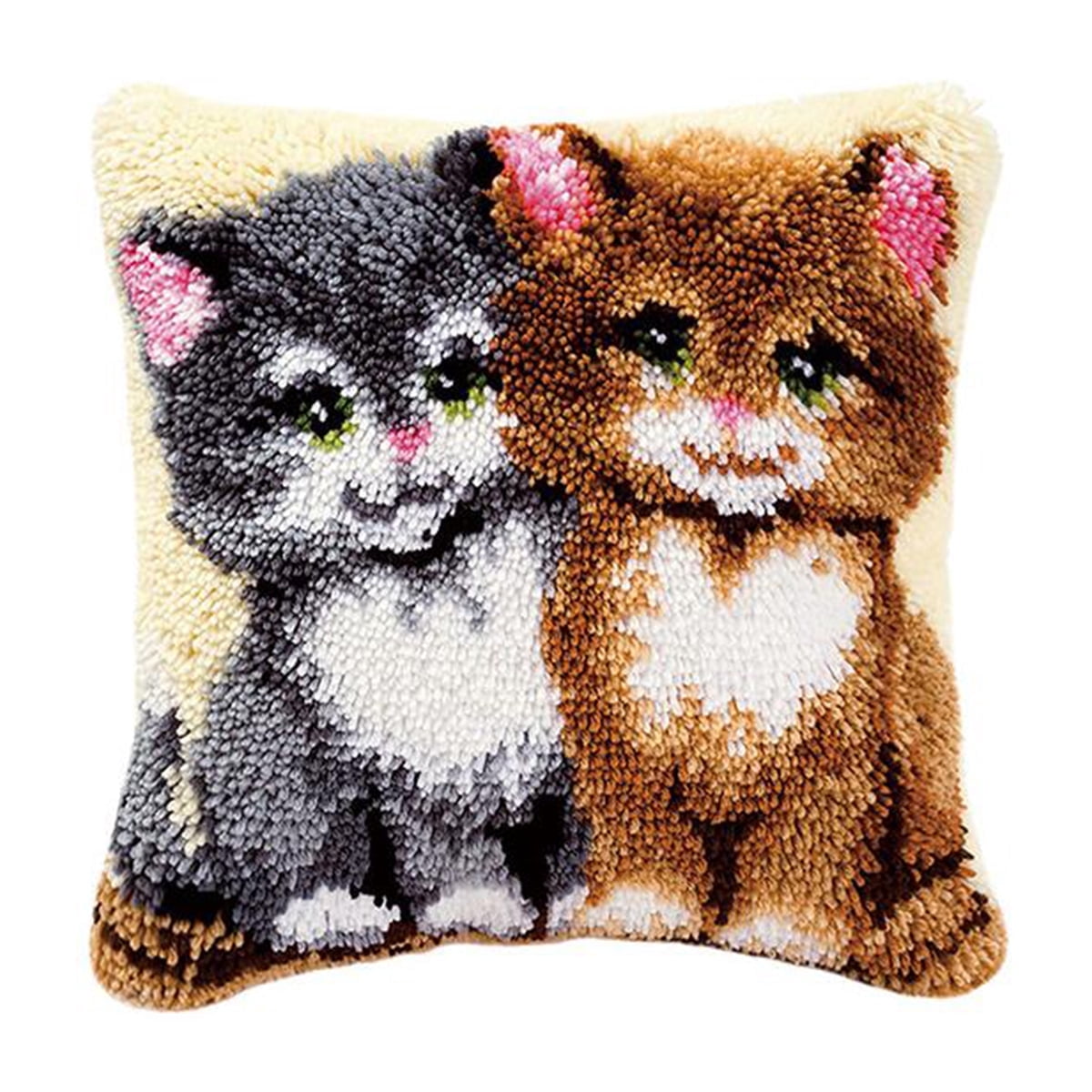 Latch Hook Pillow Kits for Adults pillow,latch hook pillow kits,Cat Embroidery Creative Craft Home Decor Ideal for Learning Pillow Making 43×43cm/17*17in