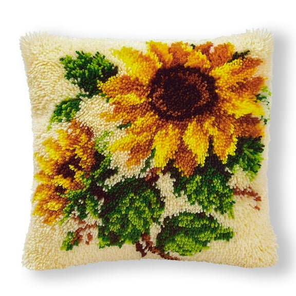 Latch Hook Pillow Kits for Adults pillow,latch hook pillow kits,Flower Embroidery Creative Craft Home Decor Ideal for Learning Pillow Making 43×43cm/17*17in