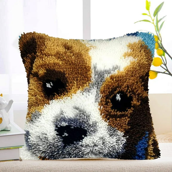 Latch Hook Pillow Kits for Adults pillow,latch hook pillow kits,Fox And Wolf Embroidery Creative Craft Home Decor Ideal for Learning Pillow Making 43×43cm/17*17in