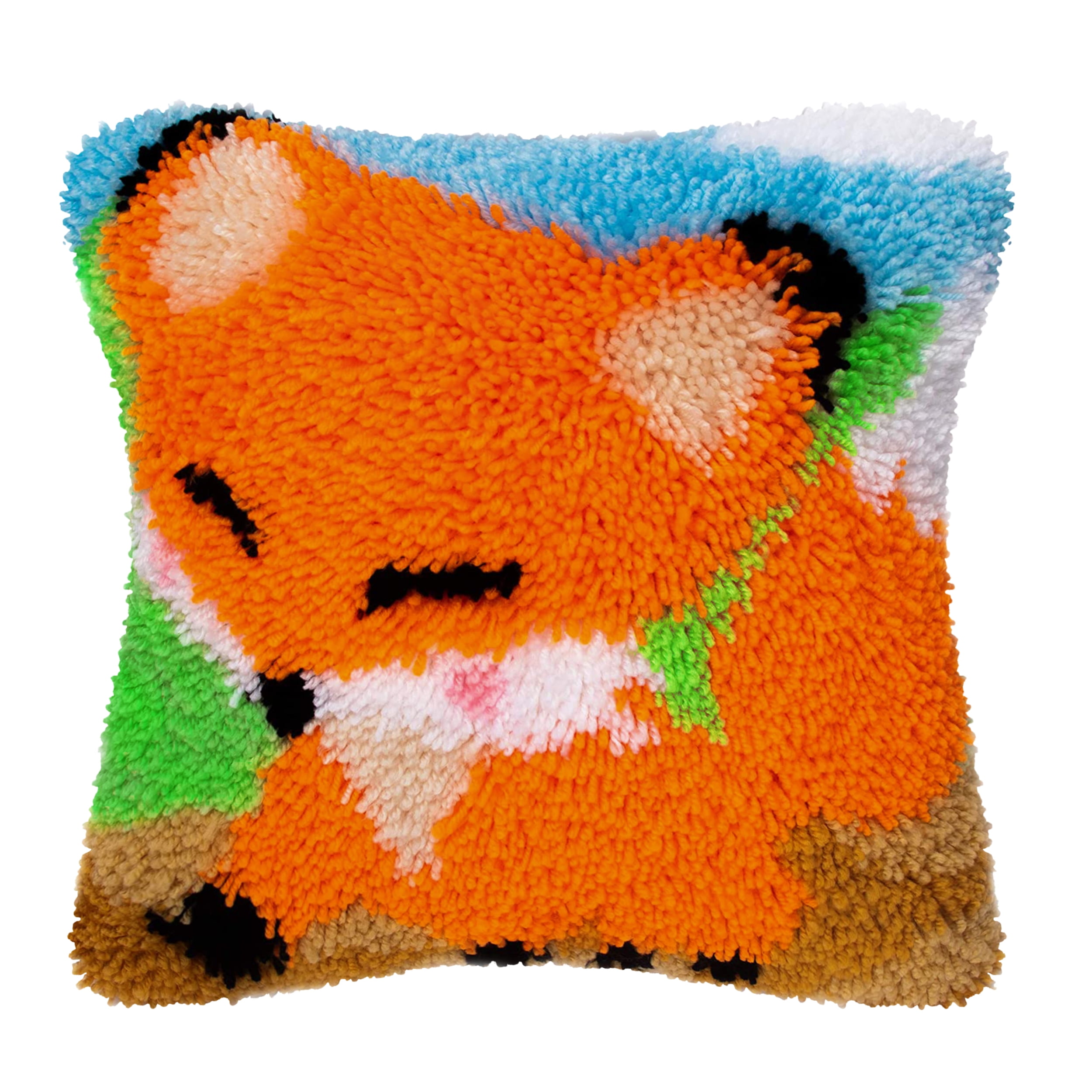 Latch Hook Pillow Kits for Adults pillow,latch hook pillow kits,Fox And Wolf Embroidery Creative Craft Home Decor Ideal for Learning Pillow Making 43×43cm/17*17in