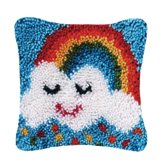 Latch Hook Pillow Kits for Adults pillow,latch hook pillow kits,Rainbow Cloud Embroidery Creative Craft Home Decor Ideal for Learning Pillow Making 4343cm/17*17in