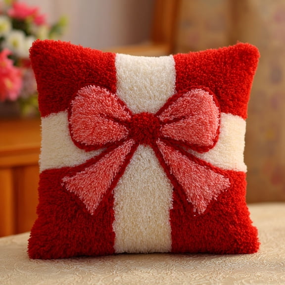 Latch Hook Pillow Kits Bow DIY Pillowcase Hook and Latch Kit 17x17inch