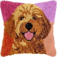 thumbnail image 1 of Latch Hook Pillow Kits Dog DIY Pillowcase Crochet Hook Cushion Making Kits with Preprinted Pattern Canvas Instruction Yarns Pillow Cover Easy Starter Kits 43x43cm（J149), 1 of 6