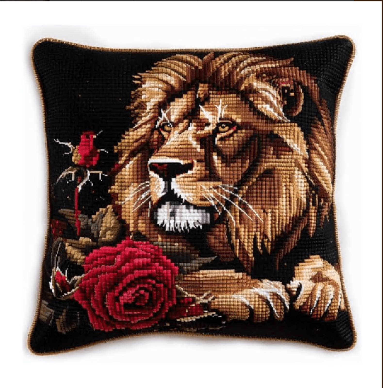 Latch Hook Pillow Kits For Adults Beginner Lion Diy Pillow Materials Package 43X43cm Hooks Knitted Embroidered Carpet Latch Hook Carpet Kit