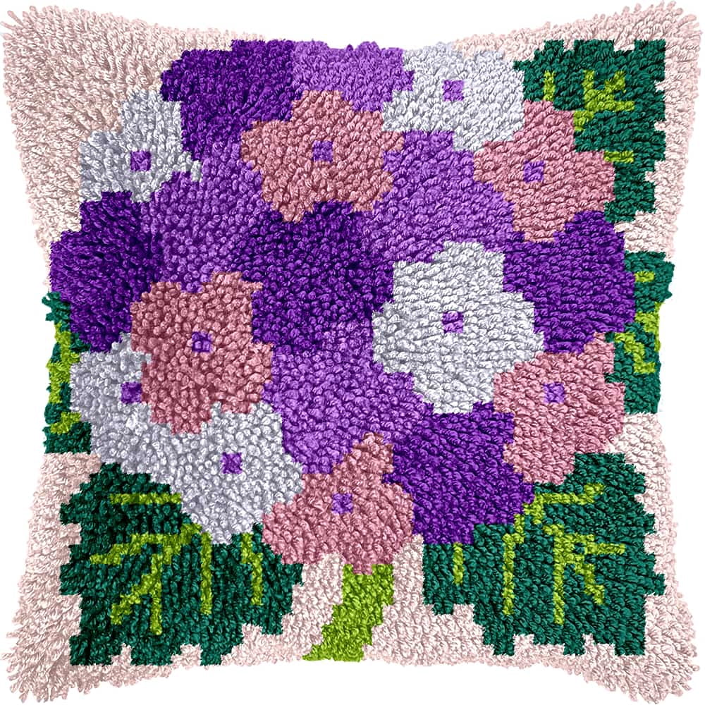 Latch Hook Pillow Kits For Adults Beginners Flower Diy Pillow Materials Package 43X43Cm Hooks Knitted Embroidered Carpet Latch Hook Carpet Kit