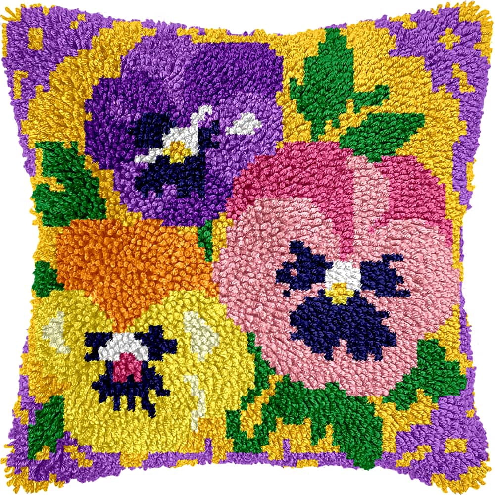 Latch Hook Pillow Kits For Adults Beginners Flowers Diy Pillow Materials Package 43X43Cm Hooks Knitted Embroidered Carpet Latch Hook Carpet Kit