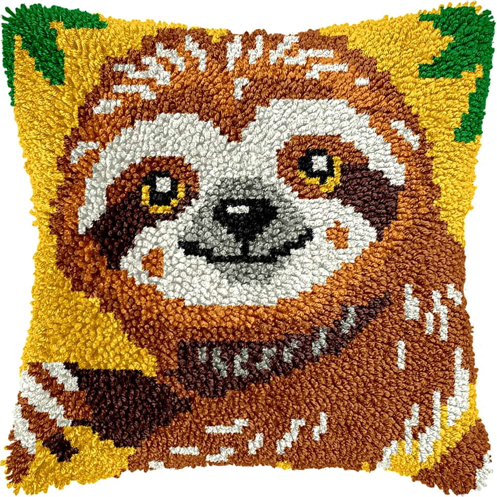 Latch Hook Pillow Kits For Adults Beginners Sloth Diy Pillow Materials Package 43X43Cm Hooks Knitted Embroidered Carpet Latch Hook Carpet Kit