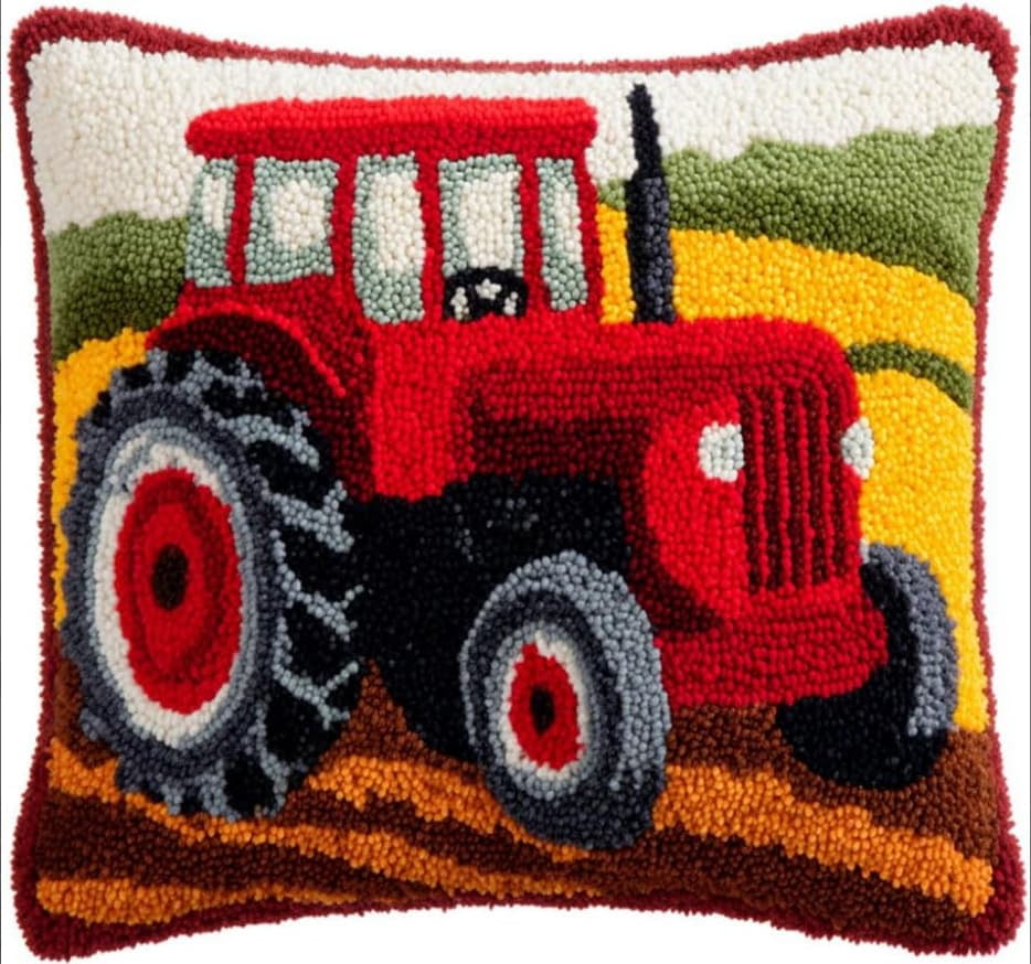 Latch Hook Pillow Kits For Adults Beginners Truck Diy Pillow Materials Package 43X43Cm Hooks Knitted Embroidered Carpet Latch Hook Carpet Kit