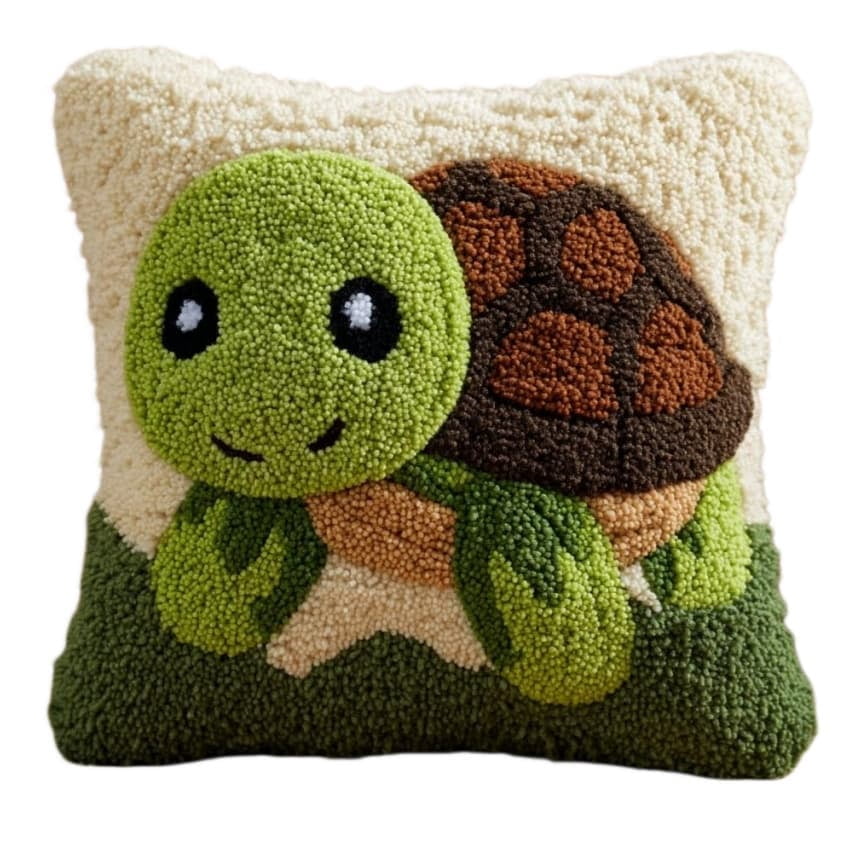Latch Hook Pillow Kits For Adults Beginners Turtle Diy Pillow Materials Package 43X43Cm Hooks Knitted Embroidered Carpet Latch Hook Carpet Kit