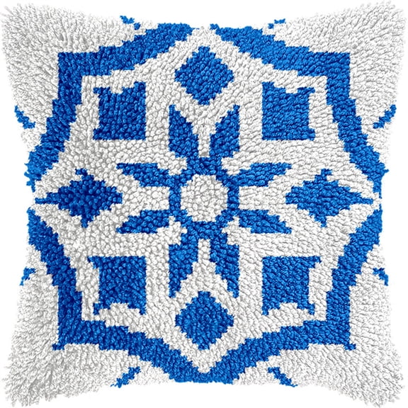 Latch Hook Pillow Kits Pattern 17X17Inch Diy Handmade Crochet Yarn Needlework Hook And Latch Kit Printed Canvas Carpet Cushion Cover Home Christmas Decoration