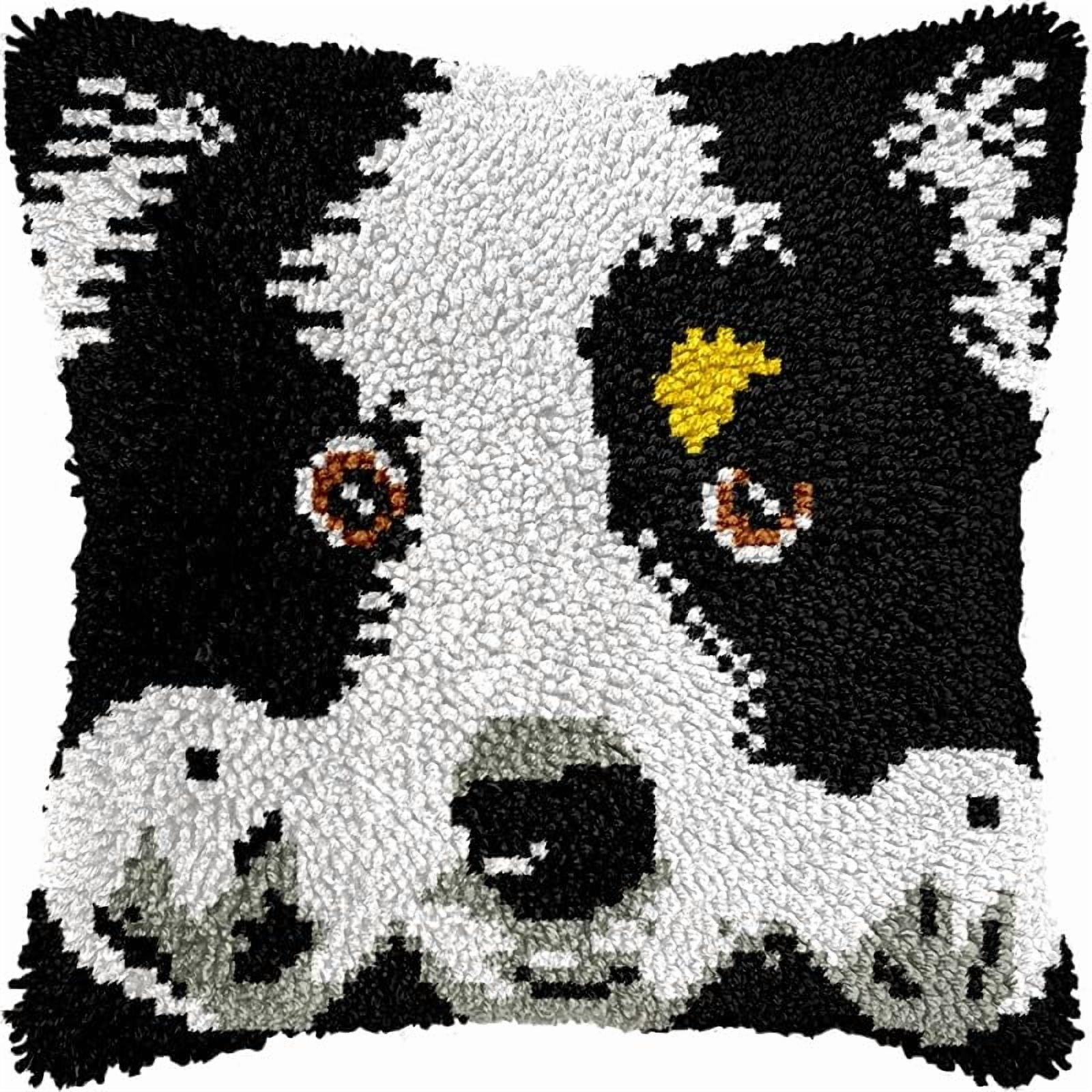 Latch Hook Pillow Kits Pillow Cover Bernes Mountain Dog Pattern Printed Canvas Crochet Cross Stich Hooking Pillowcase Cushion Crafts Embroidery Crochet Home Decor Kits 17x17 inch(10)