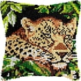 thumbnail image 1 of Latch Hook Pillow Kits Pillow Cover Pattern Leopard Printed Canvas Knitted Hooking Pillowcase Cushion With Zipper Crafts Crochet Home Decor Gift 17x17 inch(c9), 1 of 6