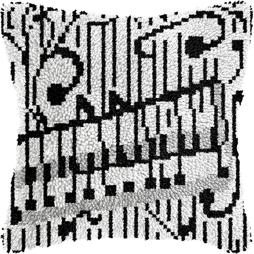 Latch Hook Pillow Kits Pillow Cover Pattern Music Nototation Printed Canvas Knitted Hooking Pillowcase Cushion Crafts Embroidery Crochet Home Decor Kits 17x17 inch(c164)