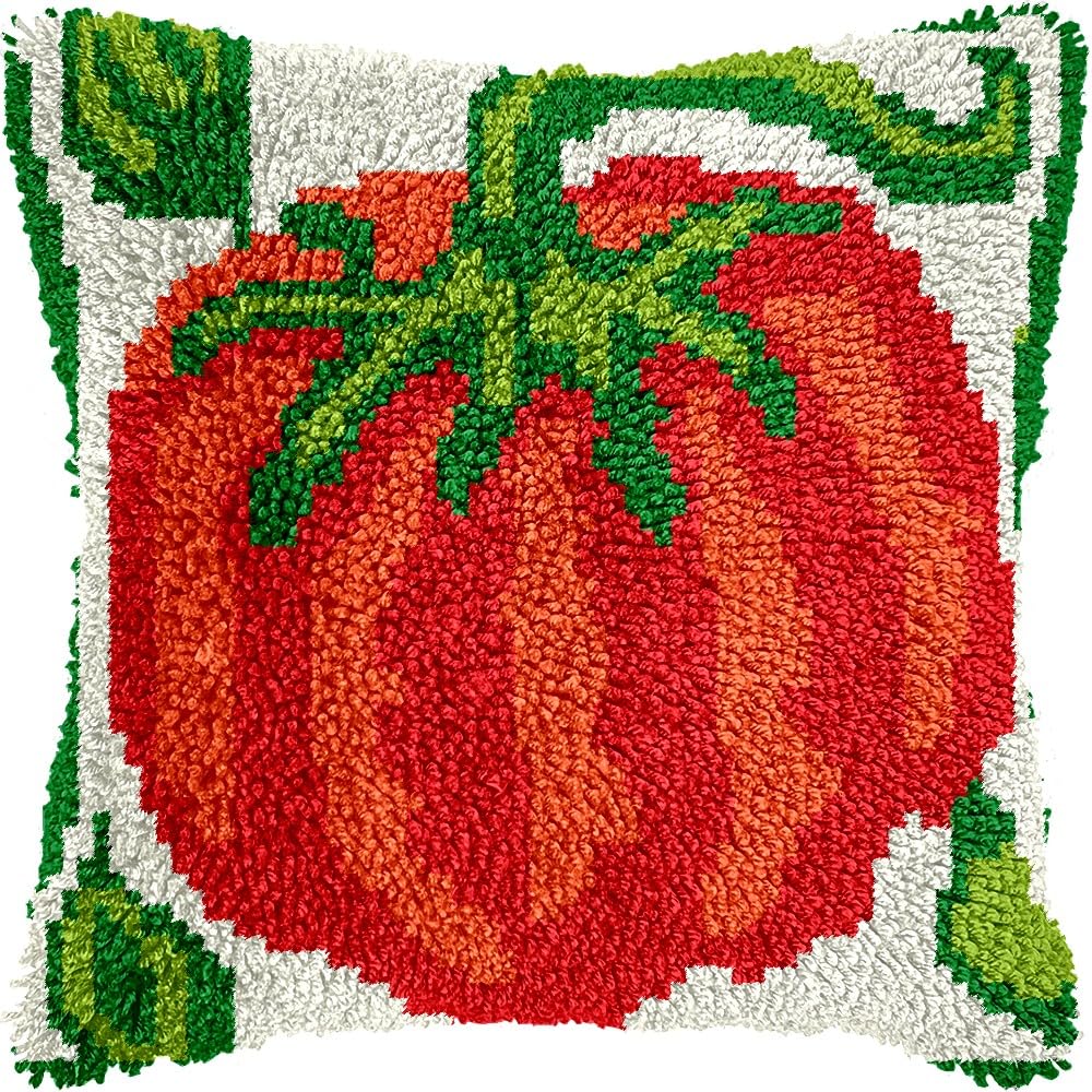 Latch Hook Pillow Kits Pillow Cover Pattern Potato Printed Canvas Cross Stich Hooking Pillowcase Cushion Crafts Embroidery Crochet Home Decor Kits 17x17 inch(B106)