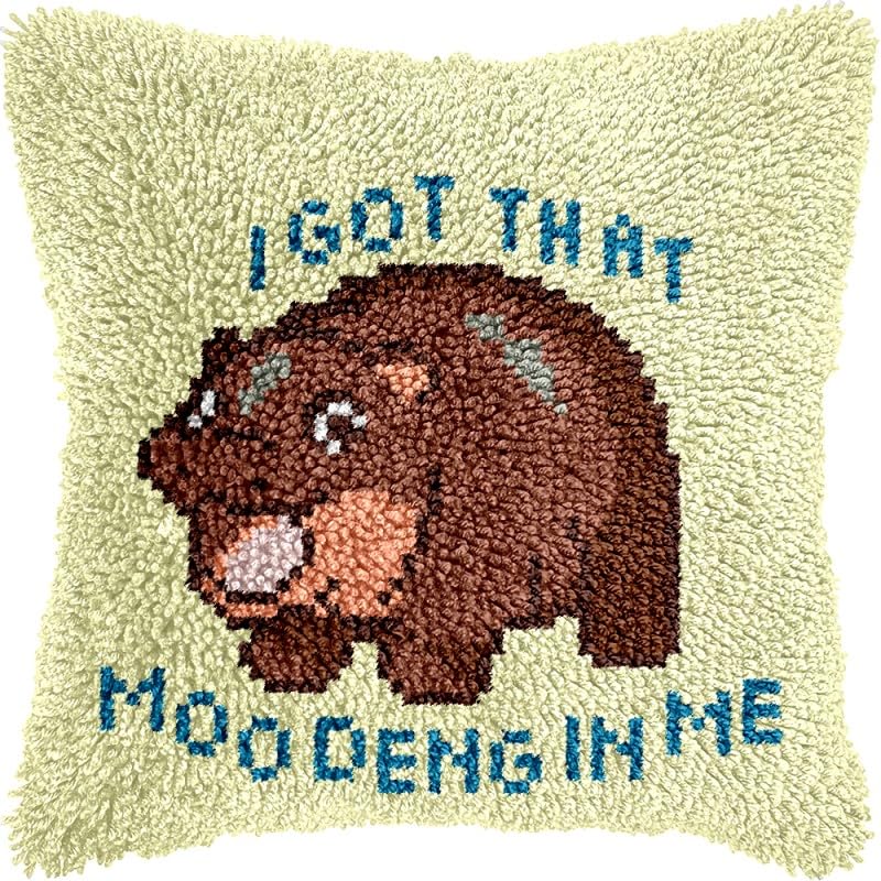 Latch Hook Pillow Kits Pillow Cover Pattern Printed Canvas Crochet Knitted Hooking Pillowcase Cushion Crafts Embroidery Latch Hooking Crochet Kits Set 17x17 inch(106)