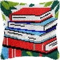 thumbnail image 1 of Latch Hook Pillow Kits Pillow Cover Stack of Books Pattern Printed Canvas Latch Hooking Pillowcase Cushion With Zipper Crafts Crochet Home Decor Gift 17x17 inch(g91), 1 of 1
