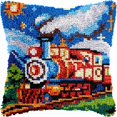 thumbnail image 1 of Latch Hook Pillow Kits Pillow Cover Train Pattern Printed Canvas Crochet Cross Stich Hooking Pillowcase Cushion Crafts Embroidery Crochet Home Decor Kits 17x17 inch(7), 1 of 6