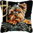 thumbnail image 1 of Latch Hook Pillow Kits Pillow Cover Yorkshire Terrier Pattern Printed Canvas Crochet Cross Stich Hooking Pillowcase Cushion Crafts Embroidery Crochet Home Decor Kits 17x17 inch(5), 1 of 6