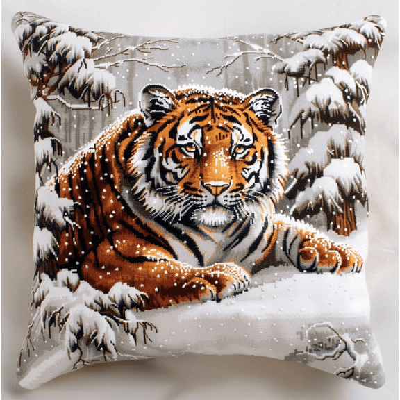 Latch Hook Pillow Kits animal tiger Embroidery Latch Hooking Crochet Kits 17x17inch