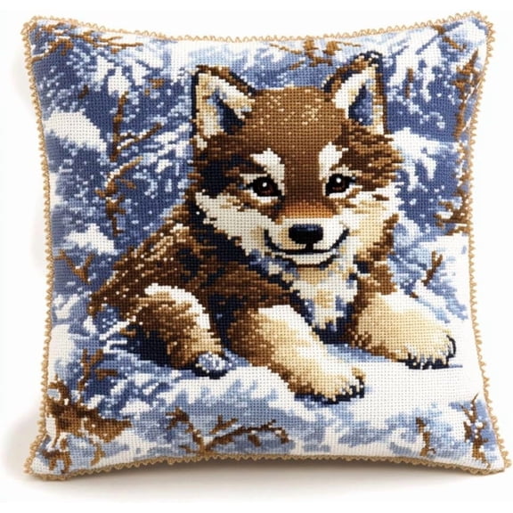 Latch Hook Pillow Kits animal wolf Needlework Hook Latch Kit 17x17inch