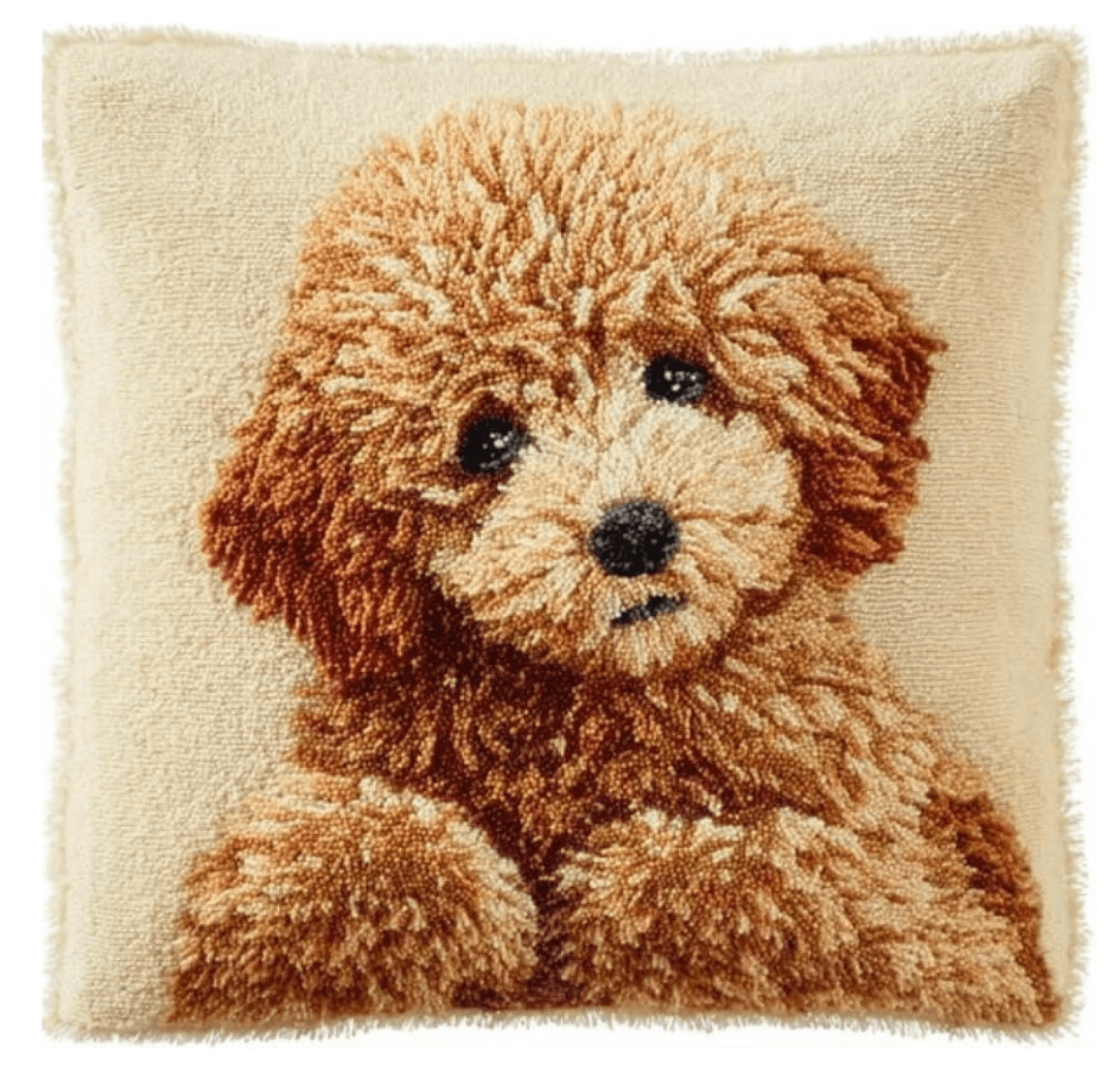 Latch Hook Pillowcase Embroidery Kit,Animal Dogs 17X17 Inch Pre-Printed Latch Hook Rug Cushion Cover Kits For Adults And Beginners Cross-Stitch Embroidery Cushion Kit For Home Sofa