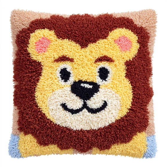 Latch Hook Pillows Kits animal lion Hooking Pillowcase Embroidery Latch Hooking Crochet Kits 17x17in