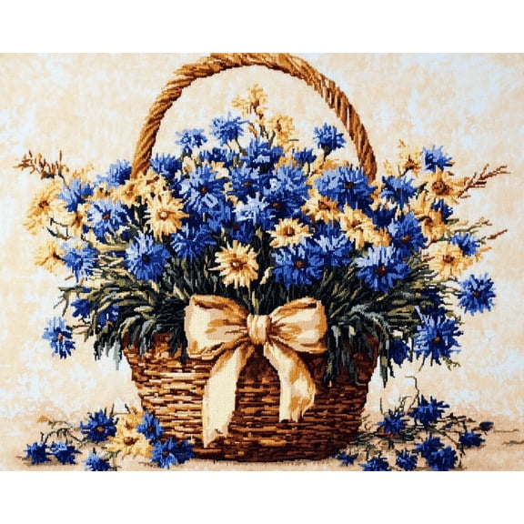 Latch Hook Rug Kit For Adults Blue Daisy Basket Diy Craft Rug Making Kit Set Tapestry Cushion Knitting Patterns Printed Mesh Mat Canvas Wool Yarn Fabric Decorations Home Gift