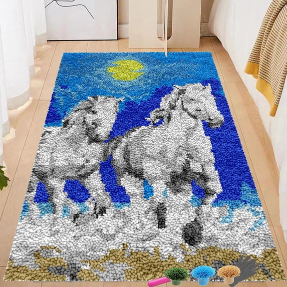 Latch Hook Rug Kit, Animal | Latch Hook Kits for Adults, Needlework Cushion Cover Hand Craft Crochet for Great Family Muiti-Size