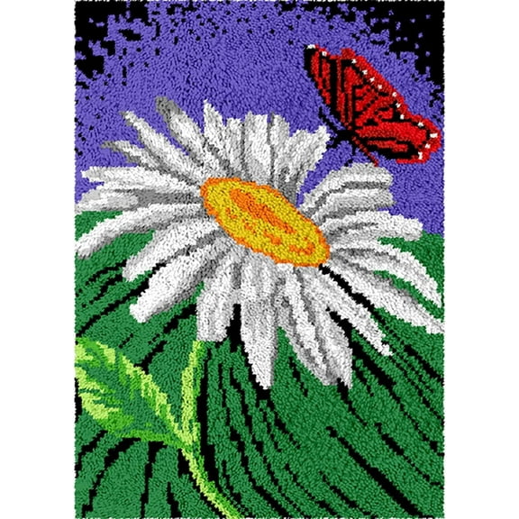 Latch Hook Rug Kit,  Chrysanthemum | Cross Stitch Kit Carpet Making Cushion Needlework 50×38cm/20*15in