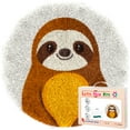 thumbnail image 1 of Latch Hook Rug Kit A Cute Cartoon Sloth Stamped Handmade Round Shape Carpet Crochet Yarn Craft DIY Hook and Latch Door Mat Tapestry for Home Floor Decor 50x50cm(3), 1 of 7