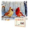 thumbnail image 1 of Latch Hook Rug Kit Cute Pair of Red Cardinal Birds in Winter Pre-printed Handmade Carpet Crochet Yarn Craft DIY Hook and Latch Door Mat Tapestry for Home Floor Decoration 52x38cm-1, 1 of 7