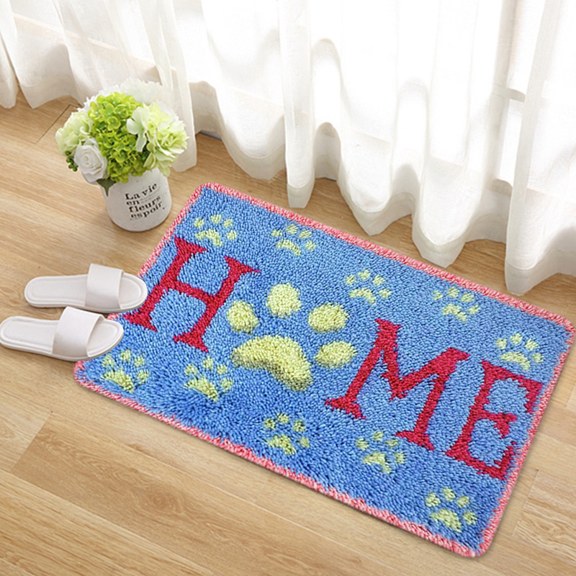 Latch Hook Rug Kit - DIY Latch Hook Doormat Embroidery Kit for Beginners, Handmade Rug Making Set for Home Decor, Entryway Foot Mat DIY Craft Kit 50*38cm