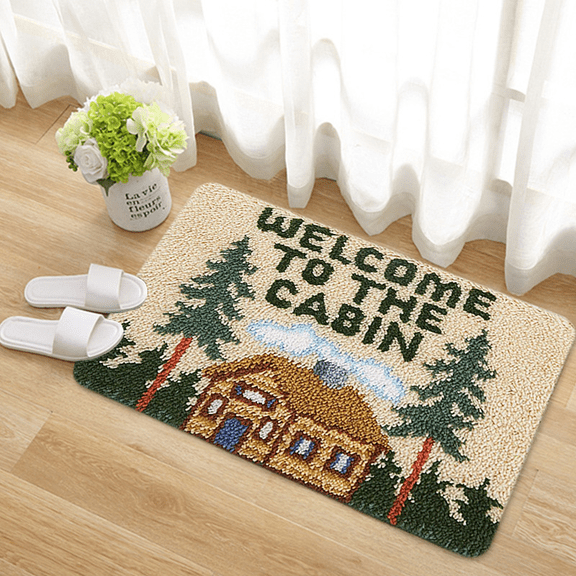 Latch Hook Rug Kit - DIY Latch Hook Doormat Embroidery Kit for Beginners, Handmade Rug Making Set for Home Decor, Entryway Foot Mat DIY Craft Kit 50*38cm