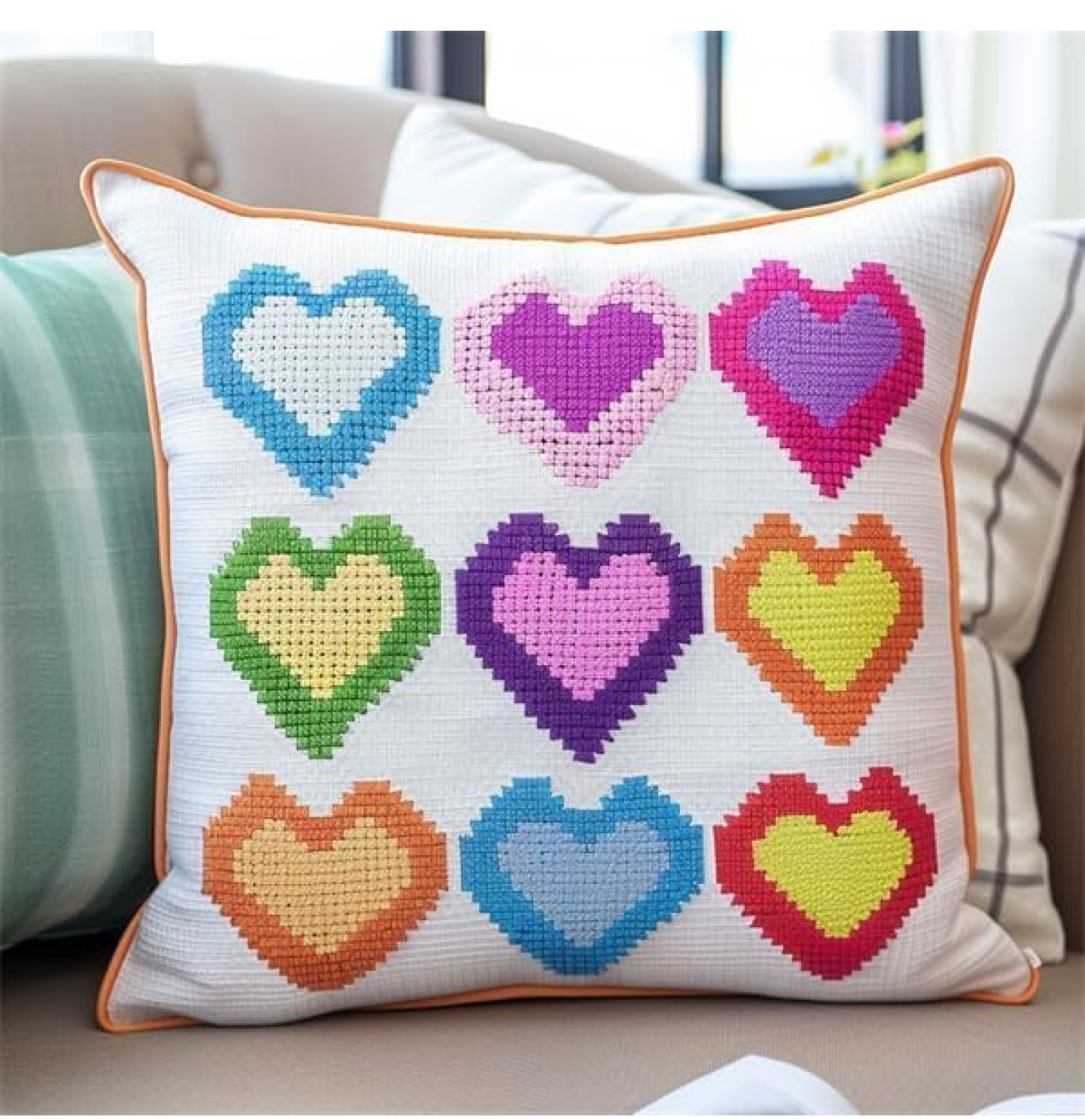 Latch Hook Rug Kit, DIY Latch Hook Rug Making Kit For Adults Kids, Cross Stitch Kit Carpet Making Cushion Needlework For Beginners, Home Decor, 43x43cm1