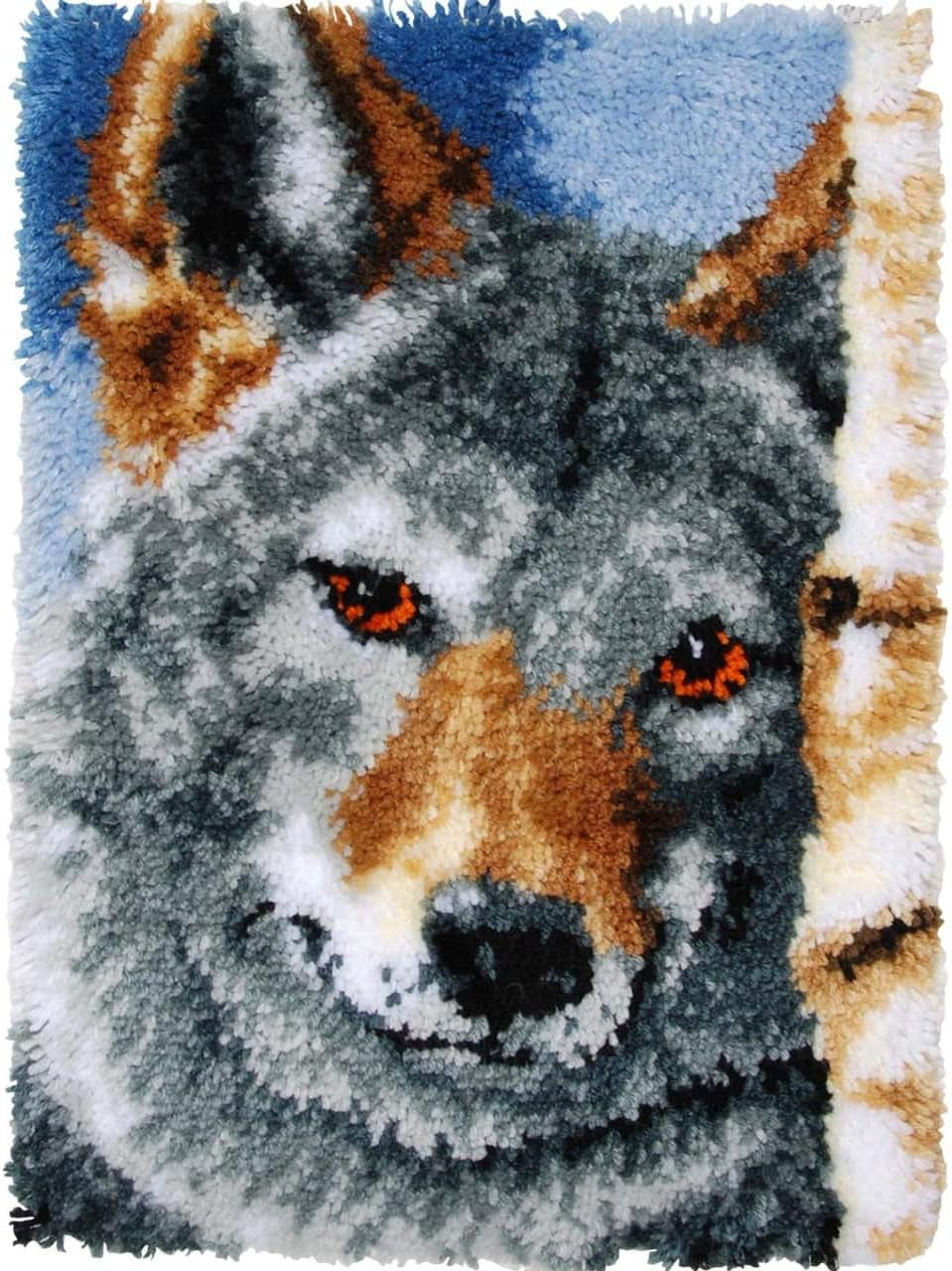 Latch Hook Rug Kit, DIY Latch Hook Wolf Rug Making Kit for Adults Kids