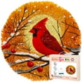 thumbnail image 1 of Latch Hook Rug Kit Red Northern Cardinal Window Scene Stamped Handmade Round Shape Carpet Crochet Yarn Craft DIY Hook and Latch Door Mat Tapestry for Christmas Home Floor Decor 50x50cm(2), 1 of 7