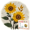 thumbnail image 1 of Latch Hook Rug Kit Sunflowers Stamped Handmade Round Shape Carpet Crochet Yarn Craft DIY Hook and Latch Door Mat Tapestry for Home Floor Decor 50x50cm, 1 of 7