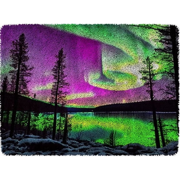 Latch Hook Rug Kits for Adults,Aurora Beach Rug Making Latch Hooking Kit latch hook cushion kits,Needlework Cushion Cover Hand Craft Crochet for Great Family