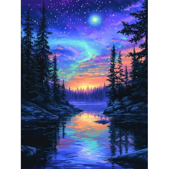Latch Hook Rug Kits For Adults Beginners Forest Night View Diy Craft Doormat Rug Making Kit Tapestry Cushion Knitting Patterns Printed Mesh Mat Canvas Wool Yarn Fabric Gift Women
